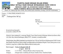 Contoh proposal ukk 2020 archives rumahprojek com. Contoh Surat Undangan Isra Mi Raj Nabi Besar Muhammad Saw 1440 H Kampung Kb Tumbuh Jaya