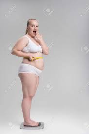 Thick Young Woman Weighing Her Body Stock Photo, Picture and Royalty Free  Image. Image 87345341.