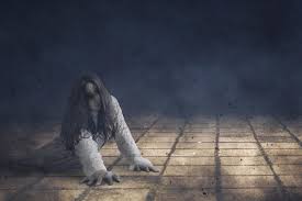 Premium Photo | A scary ghost woman crawls on the floor