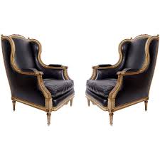 Pair Of Leather Armchairs Chairs In The Style Of Maison Jansen 1stdibs Com Armchair Leather Armchair French Style Loveseat