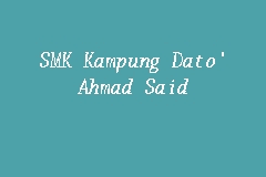 Smk dato' ahmad arshad terletak di kawasan luar bandar dan mempunyai bilangan guru sebanyak 45 orang dan bilangan murid sebanyak 483 orang. Smk Kampung Dato Ahmad Said Secondary School In Ipoh