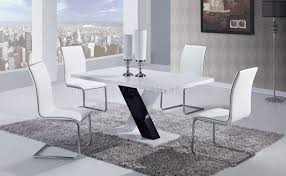 Mecor dining room table set, 5 piece glass kitchen table and leather chairs kitchen furniture(black) D490dt Dining Set 5pc W 490dc White Chairs By Global Furniture