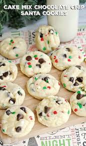 Cake Mix Chocolate Chip Santa Cookies Recipe Cookies Recipes Christmas Santa Cookie Recipe Holiday Desserts