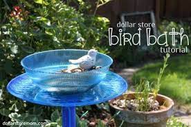Make A Dollar Store Bird Bath For 3 Dollar Store Mom Diy Bird Bath Bird Bath Garden Art Diy