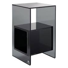 Mirrored side table silver square bedside with storage modern living room tables. Fiam Magique Mq 32gn Coffee Table In Smoke Grey Glass With Cube By Studio Klass For Sale At 1stdibs