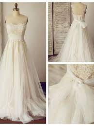 A Line Ivory Wedding Dresses With Sheer Straps Wedding Dress Champagne Bow Wedding Dress Aline Wedding Dress
