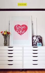 It features a 52″ long desktop, which fits on a narrow open file base cabinet (the plans for the cabinets are available on anawhite.com). Ikea Alex Flat File Drawer Unit May Be Better To Start With One Of These Since My Collection Is Still S Flat Files Craft Room Organization Home Office Space