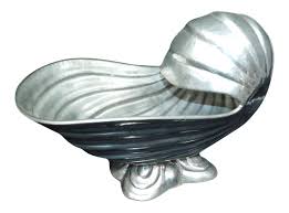 Lavorazione a mano italy floral pattern. Vintage Italian Modern Lavorazione A Mano Italy Pewter Shell Vessel Chairish
