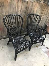 2 Avail Ikea Highback Rattan Arm Chairs With Cushions Danish Moder Furniture By Owner Sale Chair Boho Chic Chairs Patio Lounge Chairs
