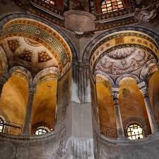 The Interior Of San Vitale Ravenna The Central Section Of This Basilica Is Surrounded By Two Superposed Ambulatories The Upper One The Basilica Ravenna San