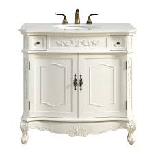 Country pine bathroom vanity with hammered copper sink: 36 In Single Bathroom Vanity Set In Antique White Overstock 19208194