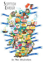 Scotland Food Map Illustration On Behance Scotland Food Scotland Map Illustrated Map
