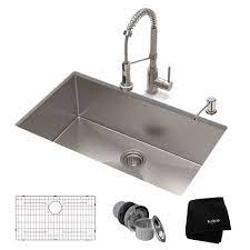 Check spelling or type a new query. 30 Undermount Kitchen Sink W Bolden Commercial Pull Down Faucet And Soap Dispenser In Stainless Steel