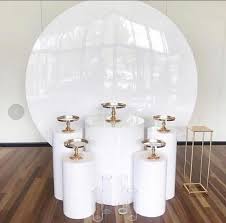 Source Birthday Party Decoration Golden Round Metal Plinths Cylinder Tables On M Alibaba Com In 2020 Wall Backdrops Decor Backdrop Stand