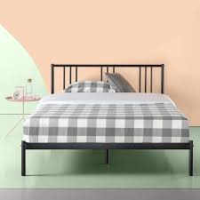 Dower brown metal queen stainless steel bed by modway. Zinus Sophia 31 Black Metal Platform Bed With Headboard Full Walmart Com Walmart Com