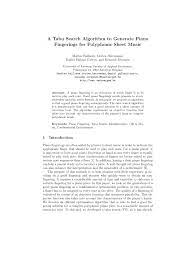 Les deux femmes se retrouveront six ans. Pdf Generating Fingerings For Polyphonic Piano Music With A Tabu Search Algorithm