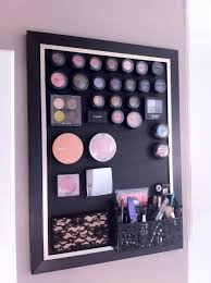 The use of magnetic sheets in diy projects is currently a hot trend! Makeup Magnet Board My First Pinterest Project I Sprayed Painted A Magnetic White Board Do It Yourself Bathrooms Magnetic White Board Magnetic Makeup Board