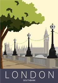 Southbank London London Poster Retro Travel Poster London Art Print