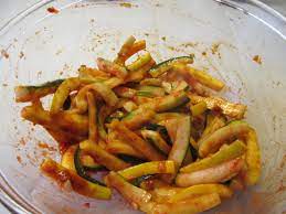 We'll start with some zucchini and kimchi pancakes, or more traditionally speaking, kimchijeon (without kimchi, they are called pajeon). Too Many Zucchini Time To Make Kimchi Kpop Jacket Lady