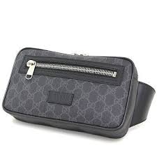Sponsored Ebay Pre Owned Gucci 474293 Gg Supreme Belt Bag Black Grey Canvas Lleather F S Sac Gucci Sac Homme Sacs Gucci