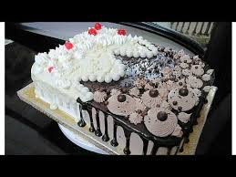 تزيين كيك تورتة نص كريمة ونص شيكولاتة بطريقة جديدة وسهلة youtube desserts food cake