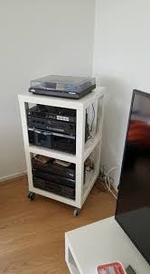 Ikea Hifi Rack From 3 Lack Side Tables Ikea Ikea Furniture Hacks Diy Ikea Hacks