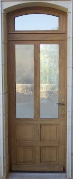 Porte D Entree Chene Avec Partie Basse 4 Panneaux Plate Bande Vitrage Et Pilastre Imposte Vitree Cintree