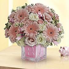 Pink Bouquet Teleflora In 2020 New Baby Flowers Baby Blocks Flower Delivery