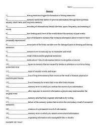 Memory Quiz Or Worksheet For Psychology Psychology Memory Words Psychology Student