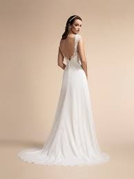 A Line Chiffon Dress With Deep Sweetheart Neck And Deep V Back Moonlight Wedding Dress Style T906 In 2020 Moonlight Wedding Dress Wedding Dress Styles Beaded Wedding Gowns