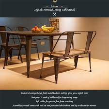 Metal kitchen & dining room tables : Modern Wood And Metal Dining Table Bench Chairs Segmart Mid Century Dining Chair W Heavy Duty Iron Tube Metal Legs For Restaurants Cafes Banquet Meeting Waiting Room 264 5lbs Brown S5639 Walmart Com Walmart Com