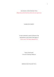 The latex class for universiti teknologi malaysia (utm) thesis. Utmproposal Template Sppp 1012 Utm Studocu