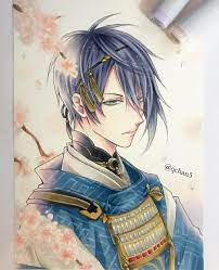無事渡せたので 初描き三日月さん キャラ多くて誰描こうか悩むよね 刀剣乱舞 三日月宗近 art artwork doodle draw drawing drawingart 三日月宗近 イラスト アナログイラスト 悩む イラスト
