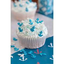 Made of finely granulated sugar molded into shapes and painted with edible food color. Edible Sprinkle Decoration Anchor Maiback