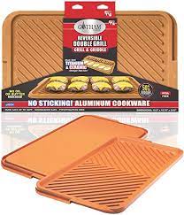 Double grill 8.5 fry pan. Amazon Com Gotham Steel Nonstick Double Grill Griddle Pan Brown Reversible With Ti Cerama Coating Perfect For Bbqs And More As Seen On Tv Xl X Large Kitchen Dining