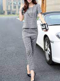 ファッション通販 fashion doresuweチェック柄シャツ９分パンツレディース気質いいol通勤綺麗おしゃれセットアップ 商品番号 13904038 おしゃれ セットアップ ファッションアイデア パンツ レディース
