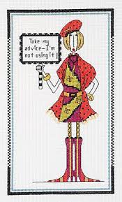 Janlynn dolly mamas cross stitch kit, important utensil. Take My Advice Cross Stitch Kit