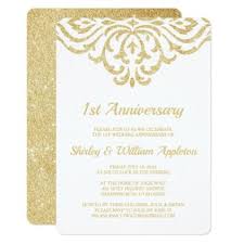 Gold Vintage Glam Elegant 1st Wedding Anniversary Invitation Zazzle Com 50th Wedding Anniversary Invitations 30th Wedding Anniversary Card 75th Wedding Anniversary