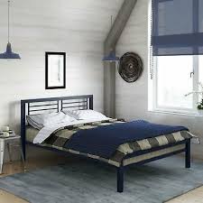 Solid Navy Blue Twin Full Metal Platform Bed Frame Headboard Foundation Slats Metal Platform Bed Bedroom Furniture Headboards Kids Bed Frames