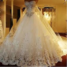 Sweetheart Sparkly Bling Crystal Princess Cathedral Royal Train Wedding Dress Luxury Bridal Gown Wit Wedding Dress Train Ball Gowns Wedding Ivory Wedding Dress