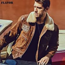 Sale Men S Real Leather Bomber Jacket With Removable Fur Collar Brown L In 2021 Leather Bomber Jacket Leather Bomber Genuine Leather Jackets