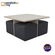 Shop for the premium coffee table & side tables designed for your modern homes. Perabotku Modern Design Multipurpose Coffee Table With 4 Stools Square Living Room Furniture Space Saving Coffee Table Coffee Table Restaurant Co Working Space Table Board Game