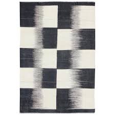 Black And White Geometric Pattern Rug Modern Kilim Rug With Black White And Gray Large Block And Checkerboard Design Asian Rugs Kilim Rugs Checkerboard Pattern