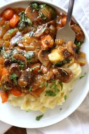 Vegan Mushroom Bourguignon With Potato Cauliflower Mash Instant Pot Vegan Richa Recipe Vegetarian Vegan Recipes Vegan Recipes Vegetarian Recipes