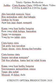 Home » lirik lagu » lirik terbaru judika. Cari Lirik Lagu Cinta Karena Cinta Arsia Lirik