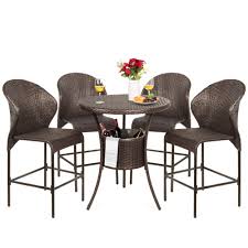 You want styles that match with your color scheme and taste. Best Choice Products 5 Piece Outdoor Wicker Bar Table Bistro Set Dining Furniture For Patio Backyard W Built In Ice Bucket 4 Chairs Brown Buy Online In Bahamas At Bahamas Desertcart Com Productid 43437671