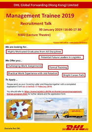 Management trainee bij dhl supply chain eindhoven en omgeving, nederland meer dan 500 connecties. Career Talk Dhl Global Forwarding Hong Kong Limited Management Training And Internship Programme Department Of Logistics And Maritime Studies