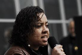 Justice for Jason rally at UMass Amherst: Tracey Kelley speaking at the  Student Union Building in support of Jason Vassell