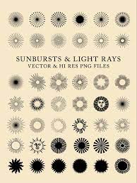 42 Vintage Sunbursts Light Rays Clipart Clip Art Png Vector Eps Ai Design Elements Digital Instant Download Geometric Tattoo Sun Tattoo Pattern Tattoo