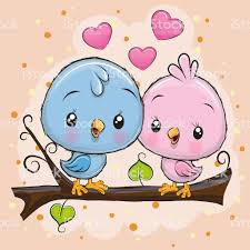 Two Cute Cartoon Birds Is Sitting On A Branch Cute Cartoon Drawings Cartoon Birds Cute Birds